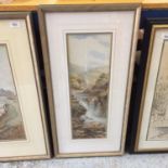 A TALL FRAMED WATER COLOUR OF A WATERFALL SCENE SIGNED CHARLES A. BOOL H: 76CM