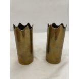 A PAIR OF WW1 TRENCH ART SHELLS HEIGHT 10.5CM