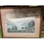 A FRAMED PRINT 'THE ENGLISH LAKES' THIRLMERE 77CM X 57CM