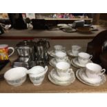A ADDERLEY CHINA TEASET TO INCLUDE CUPS, SAUCERS, SIDE PLATES, SUGAR BOWL AND CREAM JUG PLUS A