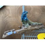 A PIECE OF DECORATIVE DRIFT WOOD WITH AN IGUANA