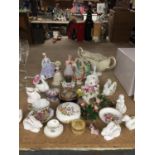 A LARGE QUANTITY OF CERAMICS TO INCLUDE FIGURINES, DISHES ETC
