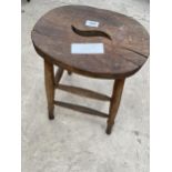 A VICTORIAN ELM AND BEECH STOOL