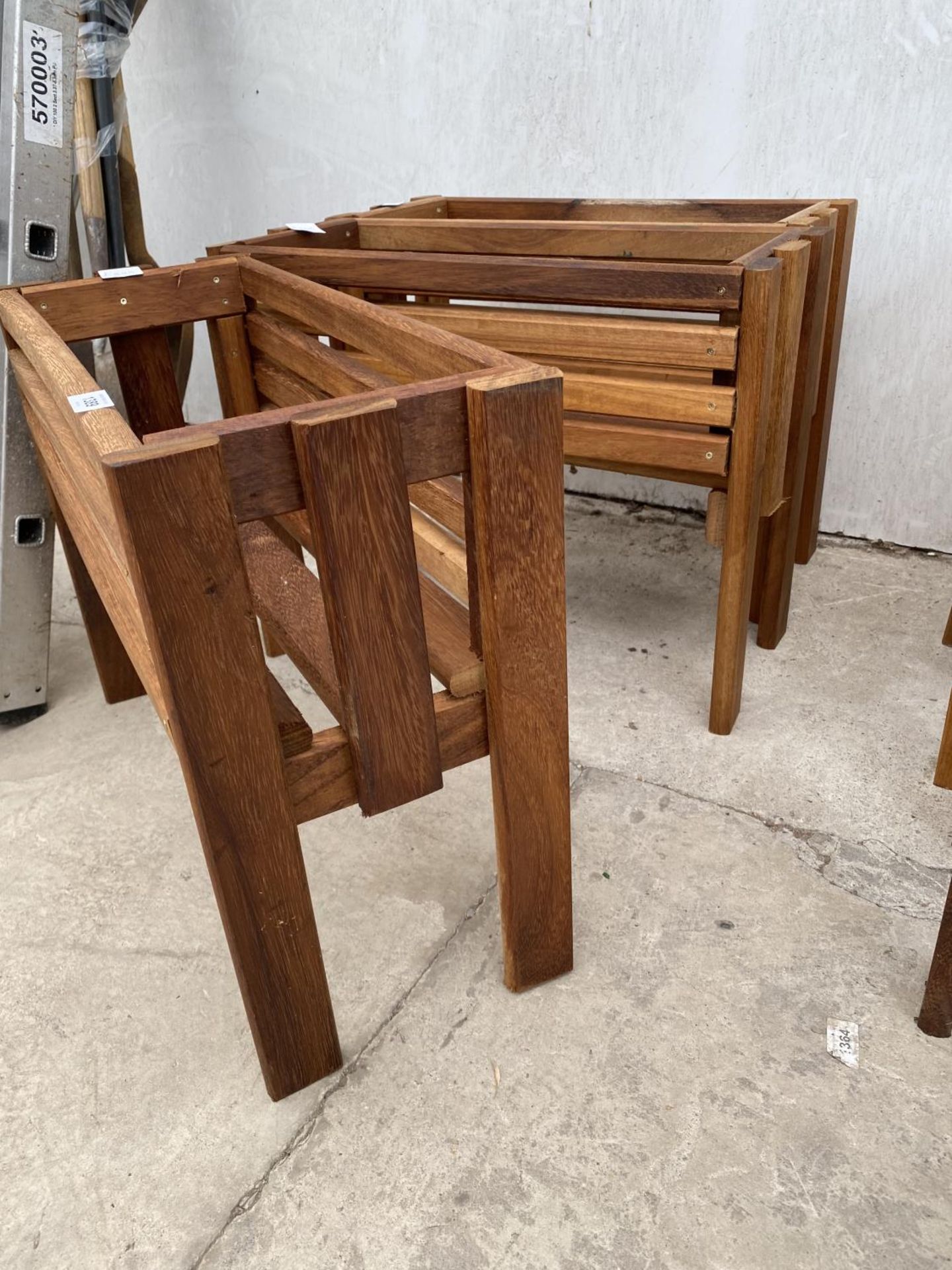 THREE WOODEN TROUGH PLANTER STANDS - Image 3 of 3