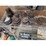 A LARGE ASSORTMENT OF VINTAGE CAST IRON WEIGHTS