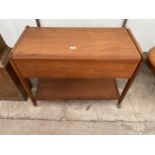A RETRO TEAK REMPLOY TWO TIER DROP-LEAF TROLLEY WITH SINGLE DRAWER