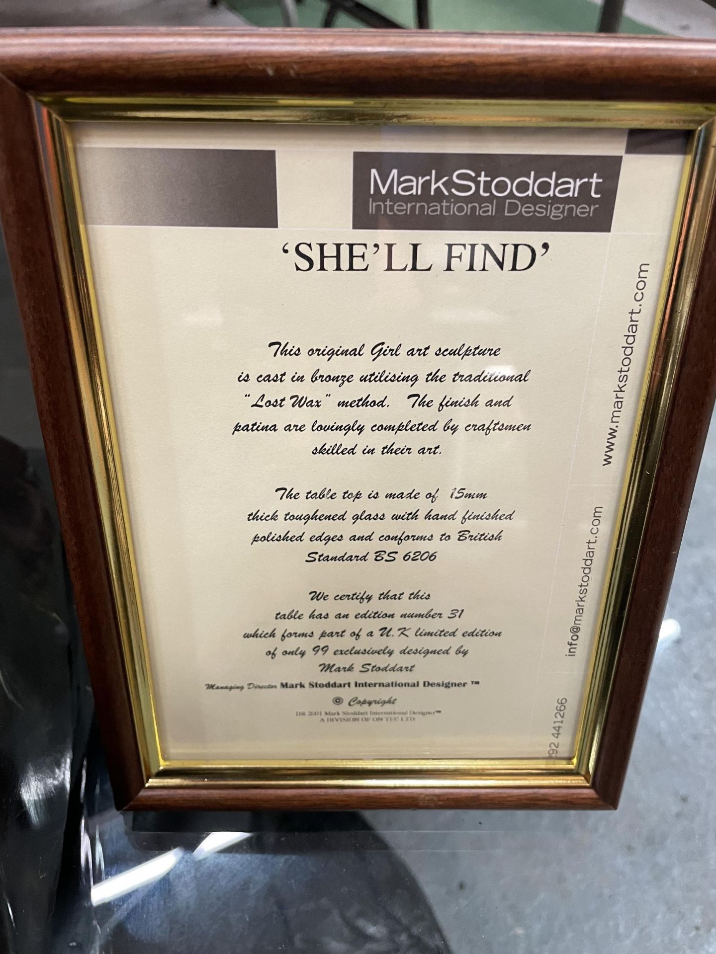 A LIMITED EDITION SIGNED BRONZE SCULPTURE COFFEE TABLE 'SHE'LL FIND' BY MARK STODDART. THIS ORIGINAL - Image 10 of 19