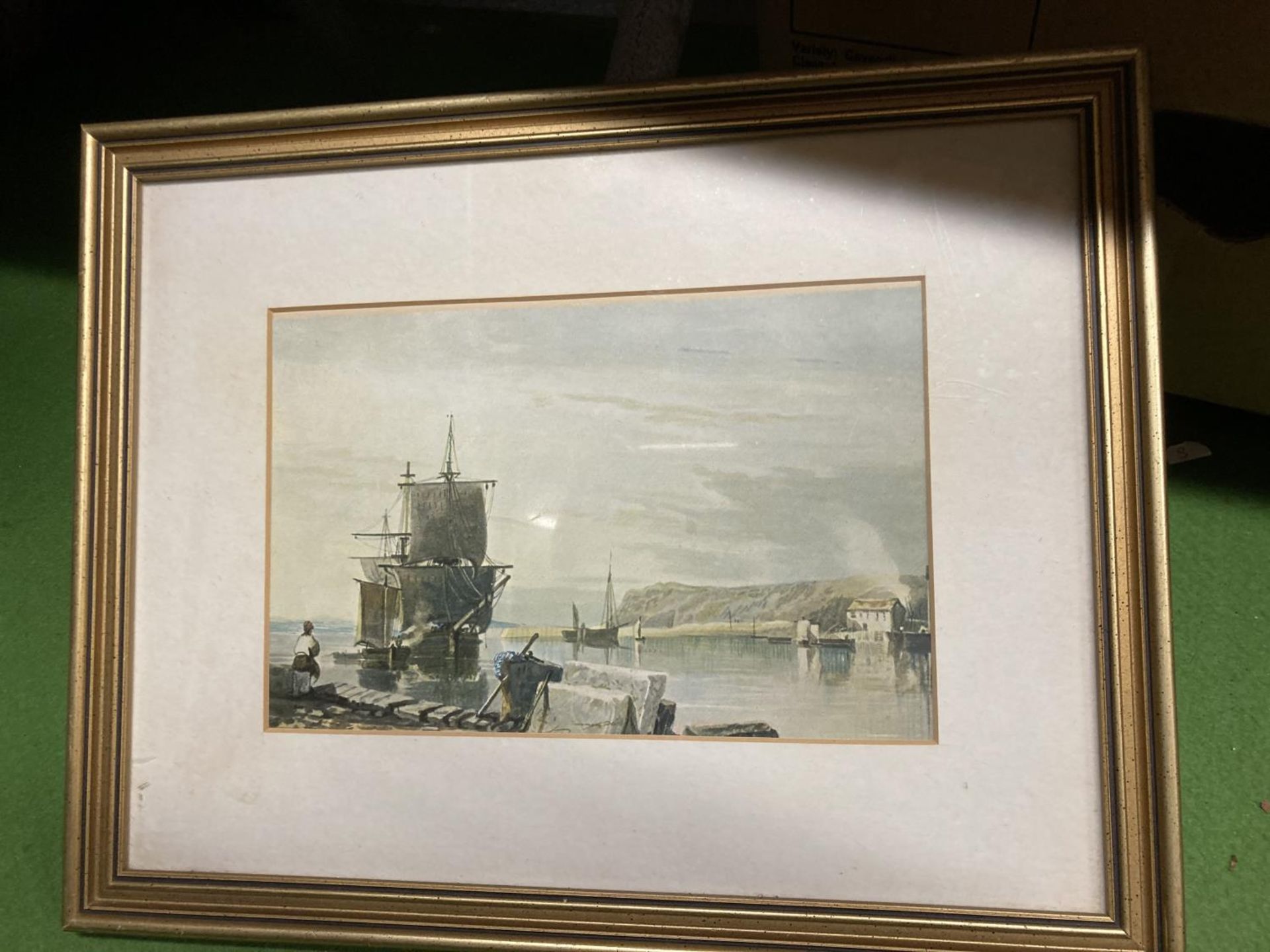 THREE FRAMED PRINTS OF A HARBOUR SCENE, ST KATHERINE'S ROYAL HOSPITAL AND A LAKE SCENE - Image 5 of 5