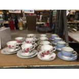 VARIOUS TRIOS AND CUPS AND SAUCERS TO INCLUDE ROYAL STUART, DOULTON ETC