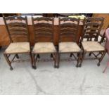 A SET OF FOUR LANCASHIRE STYLE LADDERBACK DINING CHAIRS