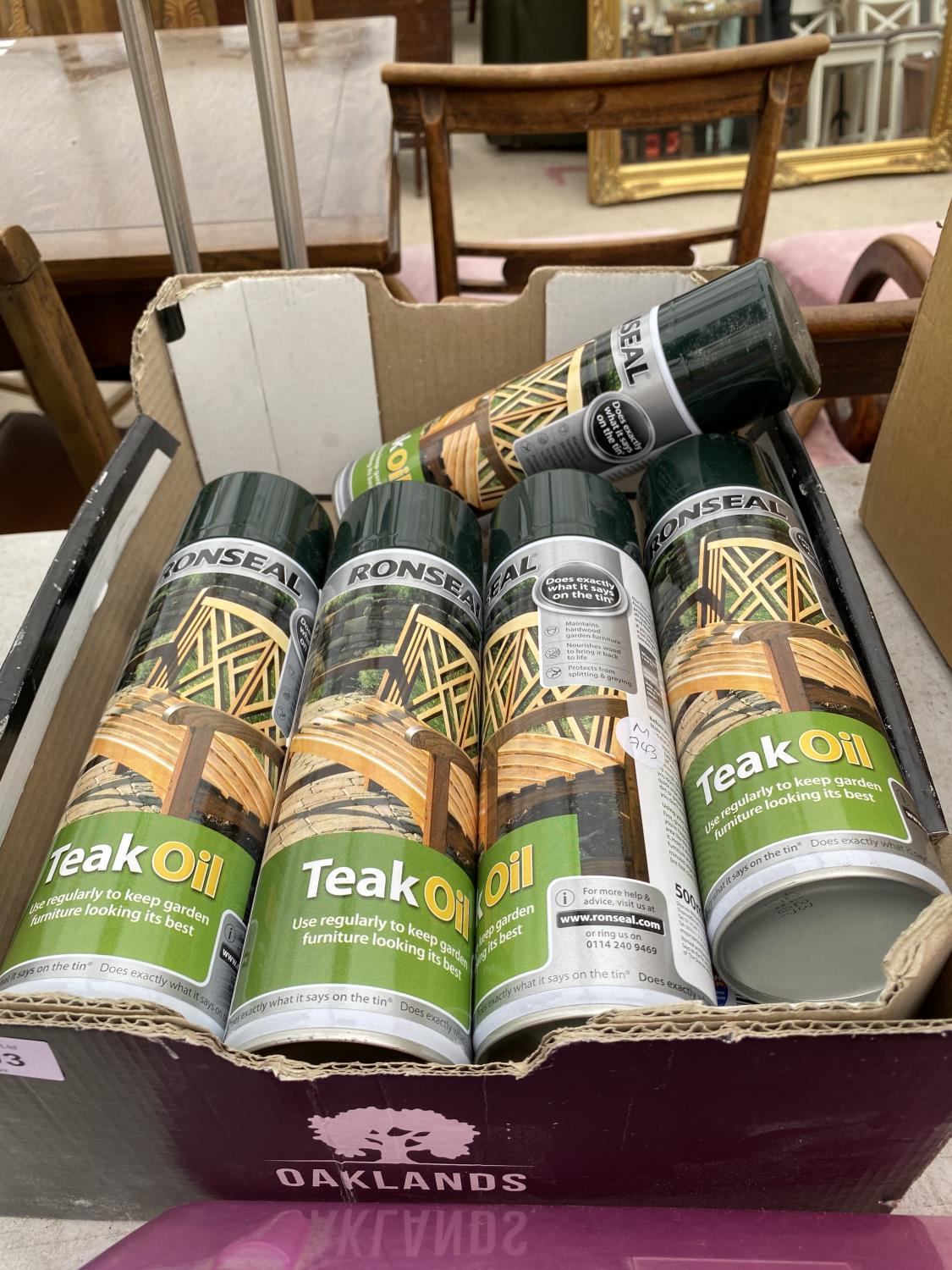 A COLLECTION OF TEN SPRAY CANS OF RONSEAL TEAK OIL