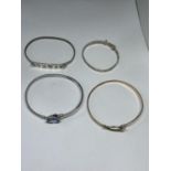 FOUR VARIOUS MARKED SILVER BANGLES