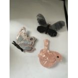 THREE DECO STYLE BROOCHES TO INCLUDE TWO BUTTERFILES AND A BIRD