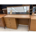 A RETRO TEAK EFFECT DRESSING TABLE 47" WIDE