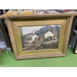 A SIGNED A. GOODFELLOW WATERCOLOUR OF A WATERMILL IN A GILT FRAME 91CM X 72CM