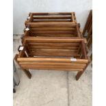 THREE WOODEN TROUGH PLANTER STANDS