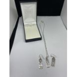 A SILVER MACINTOSH NECKLACE AND EARRINGS SET WITH A PRESENTATION BOX