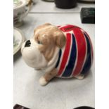 A 'BRITISH BULLDOG' MONEY BOX - NO STOPPER