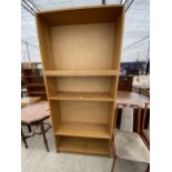 A MODERN OAK EFFECT SIX TIER OPEN BOOKCASE, 35.5" WIDE