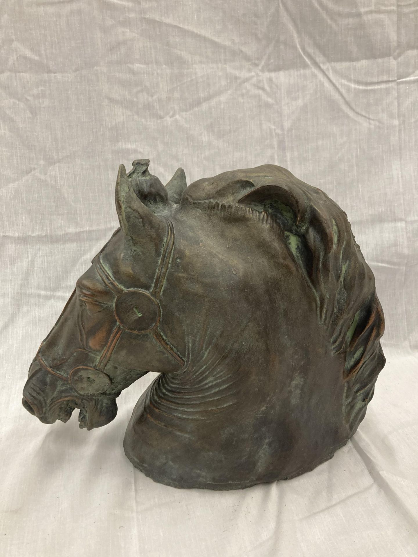 A BRONZE HORSE HEAD BUST HEIGHT 31CM - Bild 5 aus 7