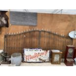 A LARGE PAIR OF VINTAGE WROUGHT IRON GATES (TOTAL LENGTH:360CM)