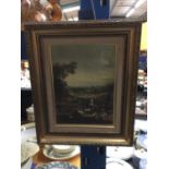 A FRAMED MAESTRI DELLA TAVOLOZZA COLLECTION GILT FRAMED REPLICA ON CANVAS H: 34CM