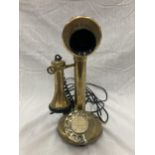 A BRASS VINTAGE STYLE CANDLESTICK TELEPHONE