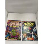 TWO VINTAGE MARVEL TREASURY EDITION COMICS FROM 1976 'GIANT SUPERHERO TEAM UP' AND '2001: A SPACE