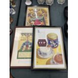 THREE FRAMED VINTAGE STYLE ADVERTISING PRINTS TO INCLUDE BIRD'S CUSTARD, ROWNTREE'S JELLY AND
