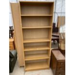 MODERN OAK EFFECT SIX TIER OPEN SHELVES, 32" WIDE