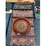 THREE COLLECTABLE SPOON RACKS DECORATED IN A BARGEWARE PATTERN, ETC