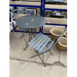 A METAL BISTRO SET COMPRISING OF A ROUND TABLE AND TWO CHAIRS