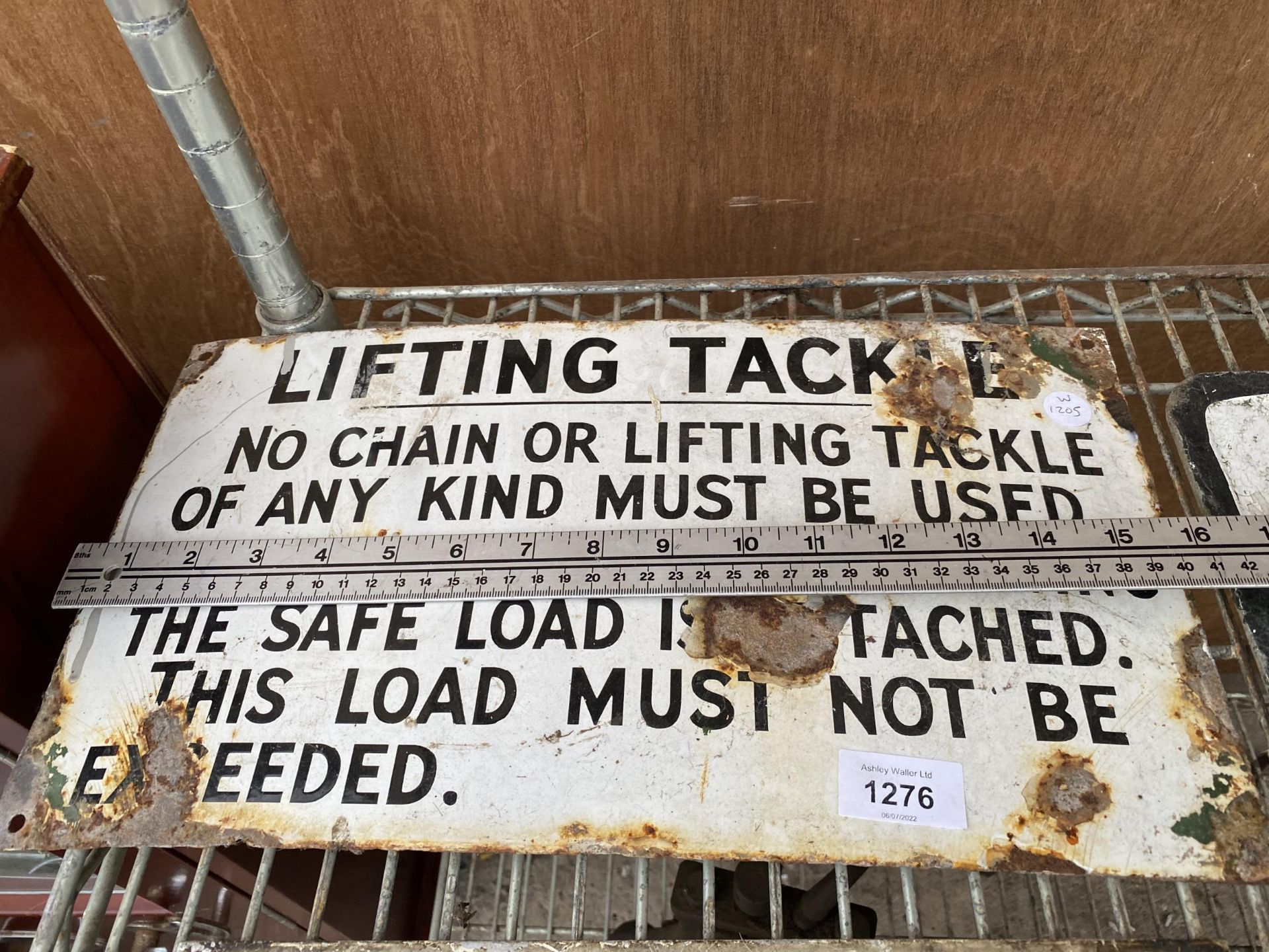 A BELIEVED ORIGINAL 'LIFTING TACKLE' SIGN - Image 2 of 2