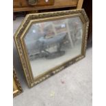 A MODERN GILT FRAMED WALL MIRROR, 33X24"