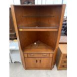 A RETRO TEAK G-PLAN STYLE CORNER UNIT, 40" WIDE