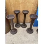 FOUR VINTAGE CAST IRON PLANT STANDS/CANDLE HOLDERS (H:46CM)