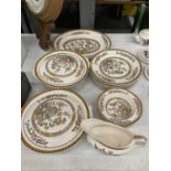 A QUANTITY OF WASHINGTON 'INDIAN TREE' DINNERWARE TO INCLUDE PLATES, BOWLS, TUREEN, SAUCE BOAT, ETC