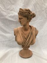A TERRACOTTA BUST OF DIANA HEIGHT 53CM