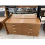 A RETRO TEAK EFFECY DRESSING CHEST 49" WIDE