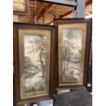 A PAIR OF FRAMED PRINTS OF RIVER SCENES 74CM X 36CM