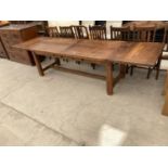 A MODERN REFECTORY DRAW LEAF DINING TABLE 87" X 33.5" (EACH LEAF 20") COMPLETE WITH TWO SMALL