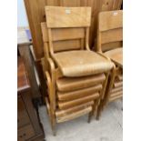 A SET OF SIX TECTA LTD BENTWOOD STACKING CHAIRS