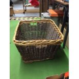 AN EXTRA LARGE WICKER BASKET MULTI-PURPOSE - 69 X 59 CM - 45 CM IN HEIGHT