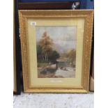 A GILT FRAMED PRINT OF A QUIET SPOT BY W.H. MANDER H: 60CM