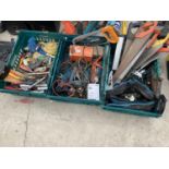 A LARGE QUANTITY OF TOOLS TO INCLUDE SAWS, KNIVES, PLANES ETC