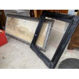 A DECORATIVE PICTURE FRAME AND A LARGE DECORATIVE FRAMED PRINT