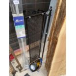 THREE ITEMS TO INCLUDE A NEW AND BOX SWISH 2M CURTAIN POLE, A TORCH AND A ORNATE METAL SHELF