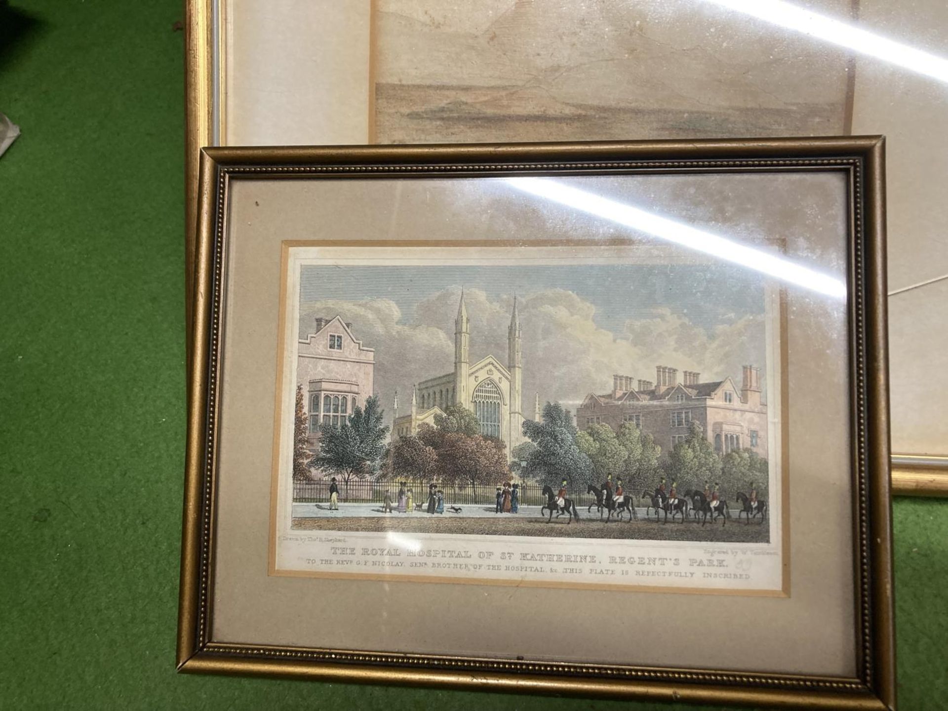 THREE FRAMED PRINTS OF A HARBOUR SCENE, ST KATHERINE'S ROYAL HOSPITAL AND A LAKE SCENE - Image 2 of 5