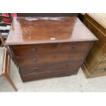 A 19TH CENTURY MAHOGANY CHEST OF FOUR GRADUATED DRAWERS, 34" WIDE