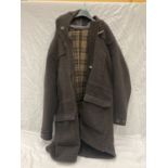 A DARK GREY BURTON XL DUFFLE COAT WITH ZIP AND TOGGLE FASTENING